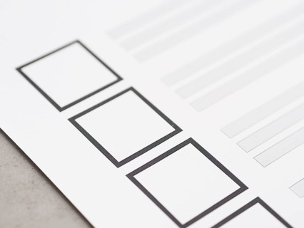Extreme close up uncompleted election questionnaire