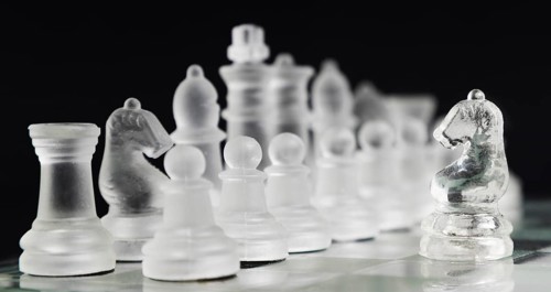 Transparent chess pieces board_3