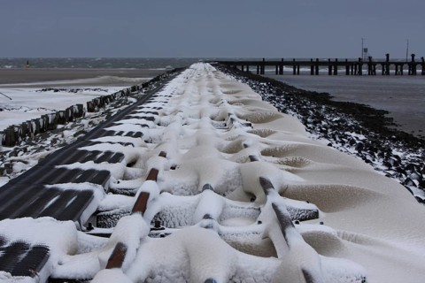Snowed-in tracks on the island of Minsener Oog