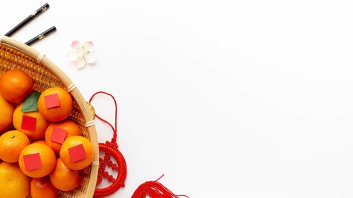 Basket tangerines chinese new year