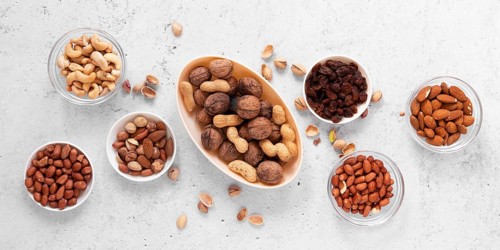 Flat lay nuts concept arrangement