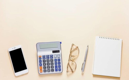 Calculator with smartphone table