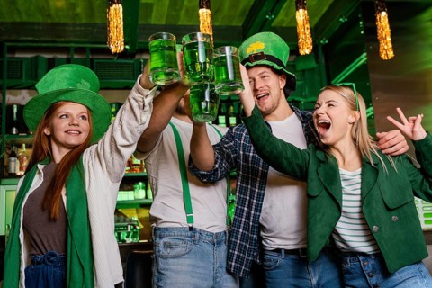 Happy people celebrating st patrick s day