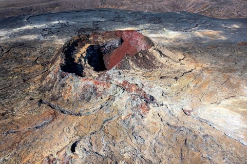 Fagradalsfjall volcano and cooled lava