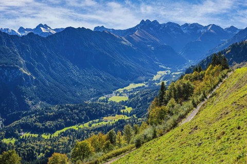 Mountain panorama from Soellereck into Stillachtal
