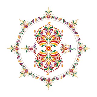 Watercolor Hungarian embroidery symbol over white background