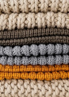 Arrangement with knitted clothes close up