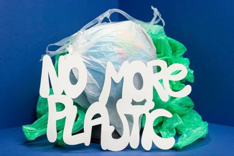 Front view plastic covering earth globe
