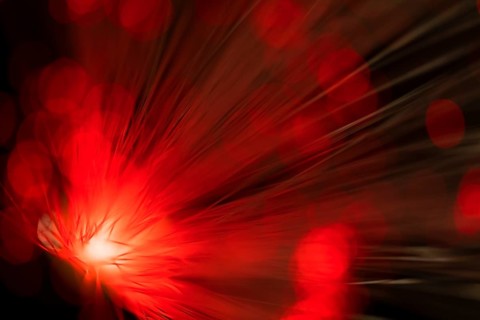 Out focus red fiber optics lights