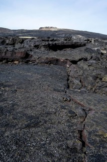 Fagradalsfjall volcano and cooled lava