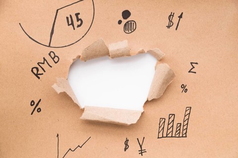 Broken paper with symbols