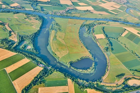 Aerial view over danubia river