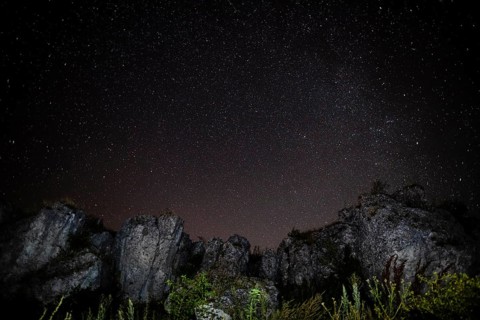Rocky mountains starry night sky