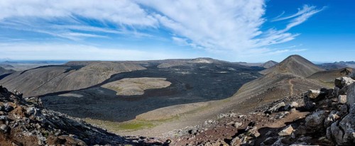 Fagradalsfjall volcano and cooled lava