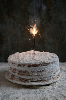 Birthday cake decorated with sparkler