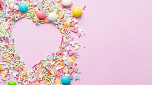 Top view delicious candies concept
