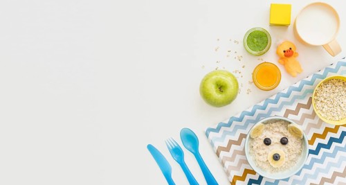 Oat flakes with milk copy space