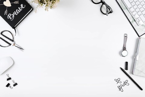 Workplace with office accessories circle