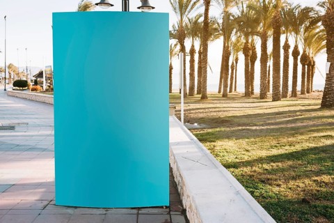 Blank blue stand roadside