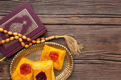Top view islamic new year pastries