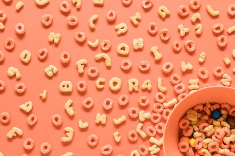 Edible letters alphabet bowl orange background