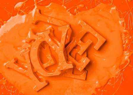 Flat lay word yellow with paint