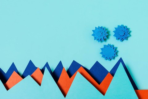 Top view covid concept with paper