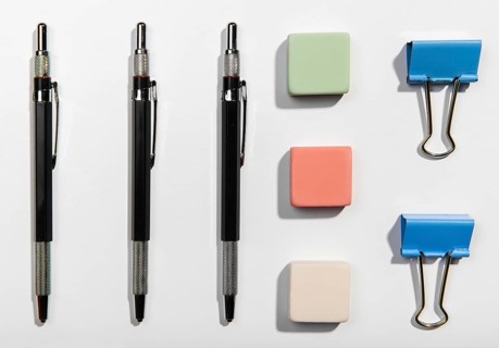Flat lay office accessories knolling concept