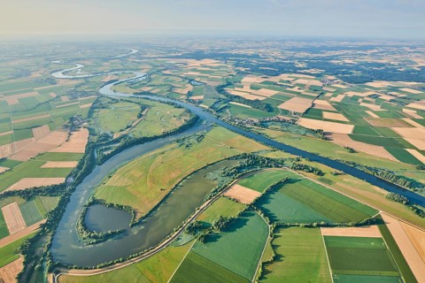 Aerial view over danubia river