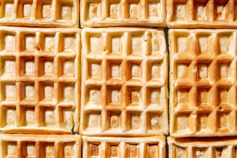 Flat lay arranged waffles with pattern