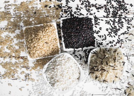 Lay out brown black white wild rice
