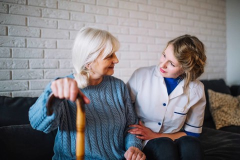 Retirement home concept with nurse