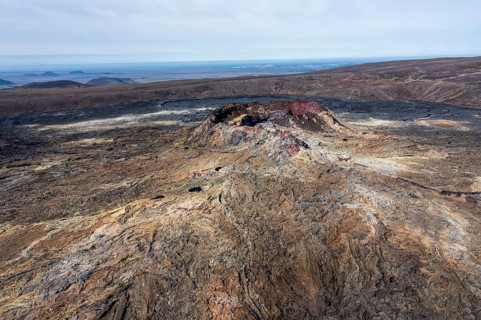 Fagradalsfjall volcano and cooled lava