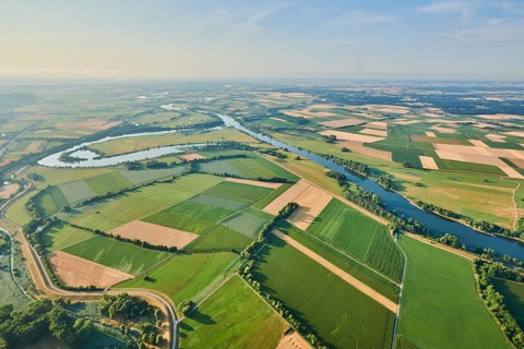 Aerial view over danubia river