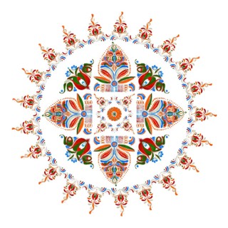 Watercolor Hungarian embroidery symbol over white background