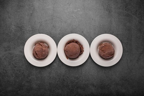 Small ball with chocolate ice cream