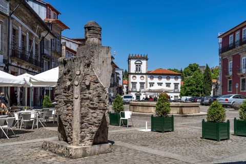 Modern statue of King Dom Afonso Henriques in Largo Joao Franco square