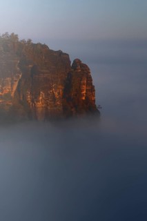 Autumn fog at sunrise