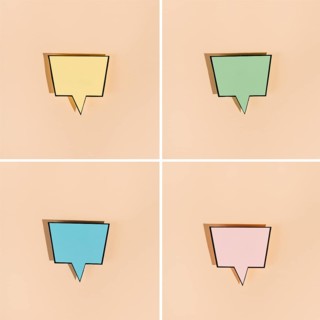 Collection empty speech bubbles beige background