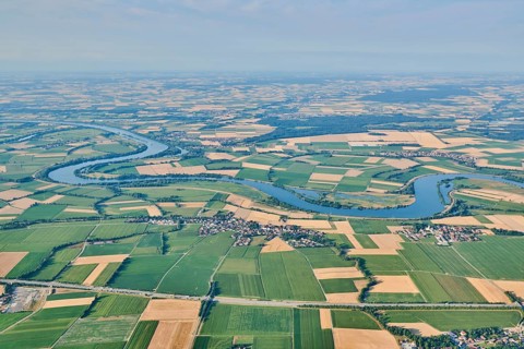 Aerial view over danubia river