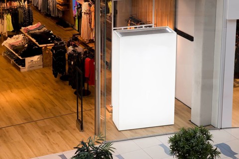 Blank big light box inside store
