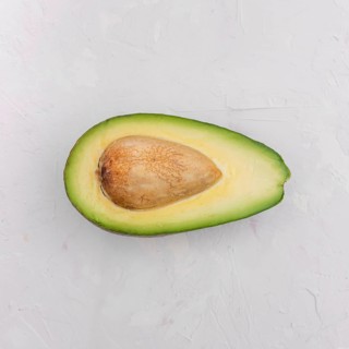 Top view half delicious avocado