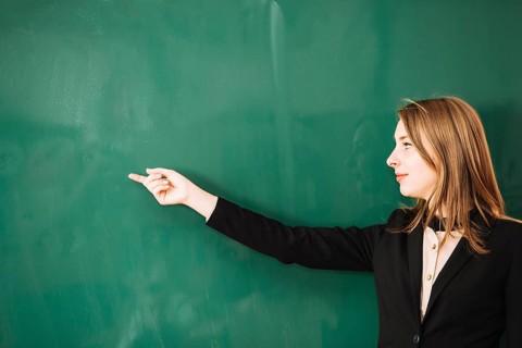 Teacher pointing finger board