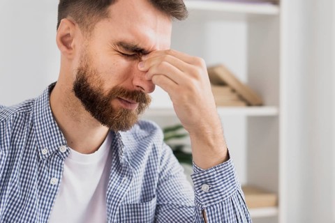 Portrait stressed male work thinking