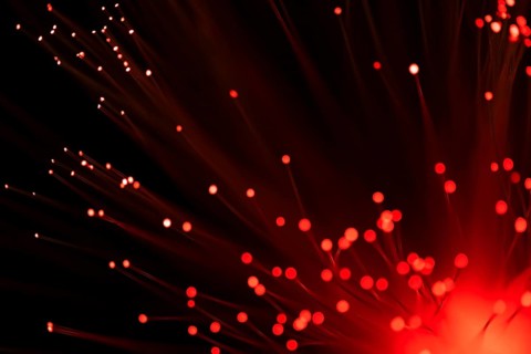 Red fiber lights with defocused spots
