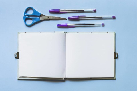 Writing accessories with pens sketchpad