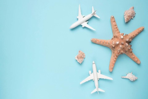Vacation concept with planes starfish