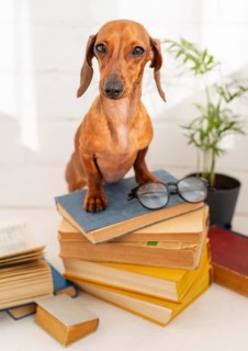 Cute dog sitting books