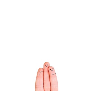 Three fingers with faces white