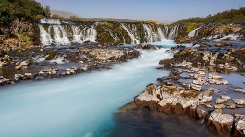 Bruarfoss waterfall in summer